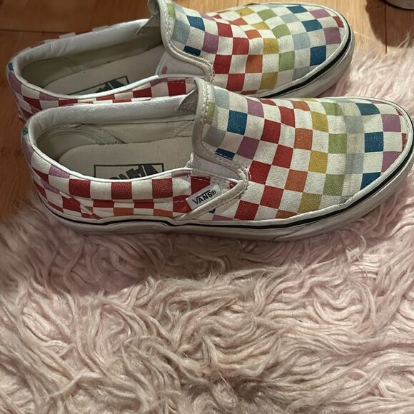 VANS Women’s Rainbow Checkerboard Excellent Condition, Size 6 Slip on shoes - Picture 5 of 8